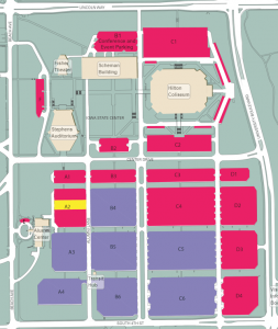 Parking Lots surrounding the Iowa State Center