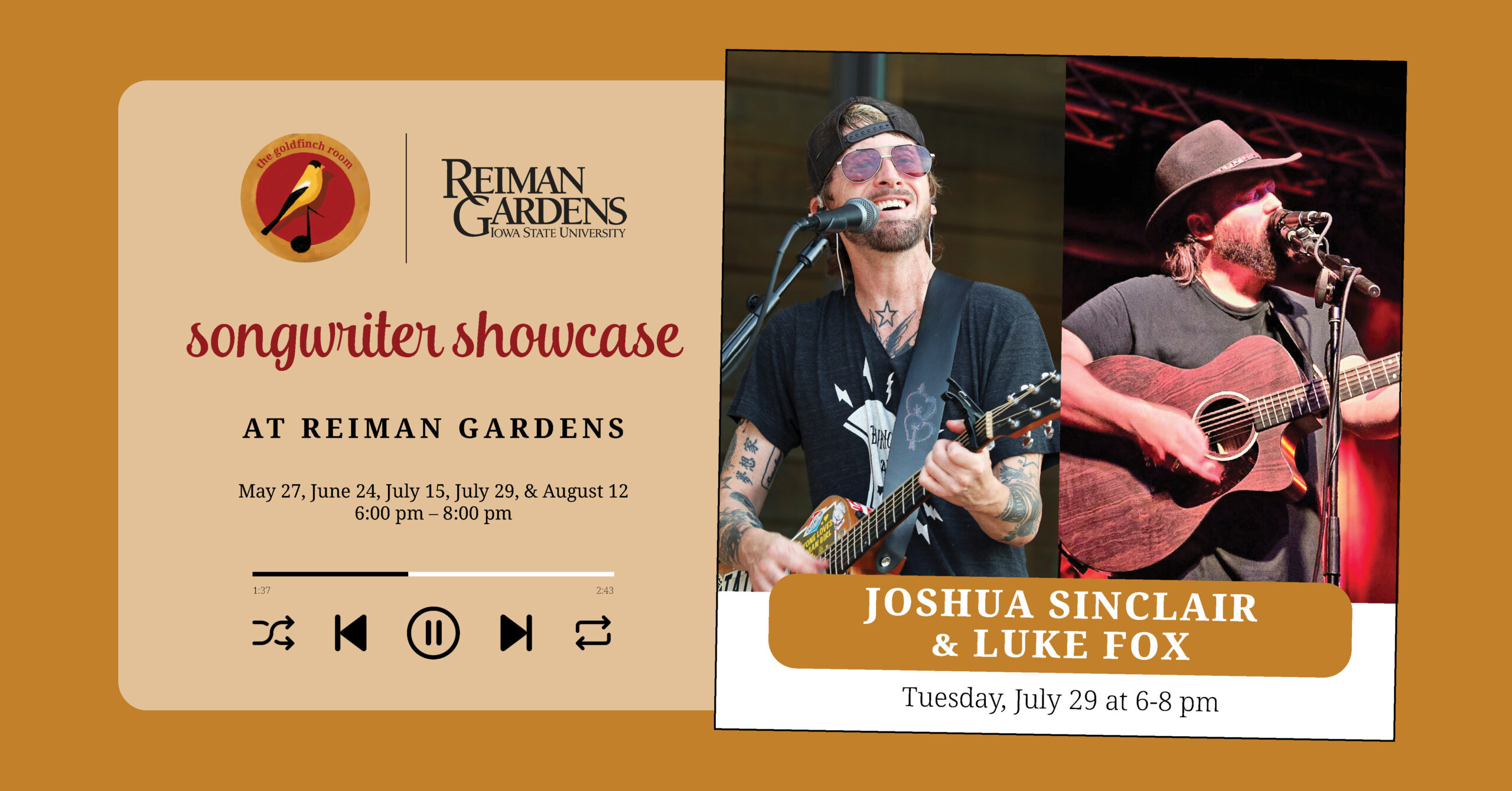 Joshua Sinclair and Luke Fox - The Goldfinch Room Songwriter Showcase at Reiman Gardens